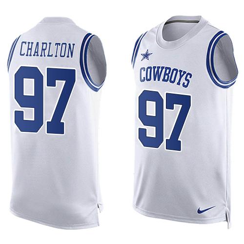 Nike Cowboys #97 Taco Charlton White Men's Stitched NFL Limited Tank Top Jersey - Click Image to Close